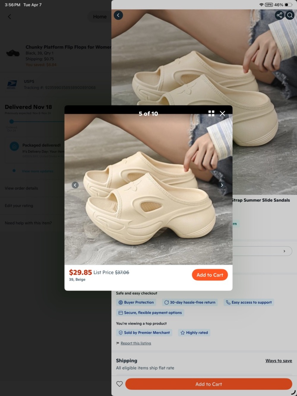 Beige Chunky Platform Slide Sandals